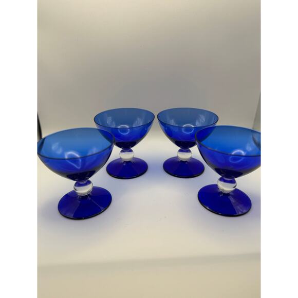 Bryce Cobalt Blue Footed champagne glass set of 4 - Picture 2 of 3